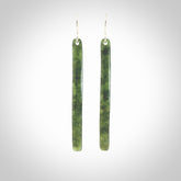 Hand carved large New Zealand jade drop earrings. Made by NZ Pacific from real jade. Online jewellery for sale online by NZ Pacific. Hand carved here in New Zealand by Ric Moor.
